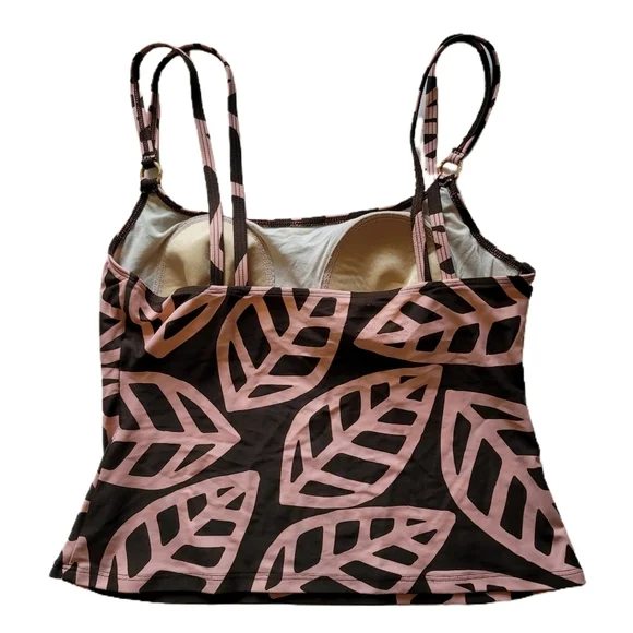 By The Beach Tankini Size 12 Brown Swimsuit Top - Picture 2 of 4
